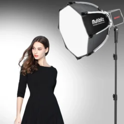 Multiblitz Set aus MB-PL LED 100B Fotolicht mit FT-8051 Lampenstativ und Octagon Softbox Ø 40 cm