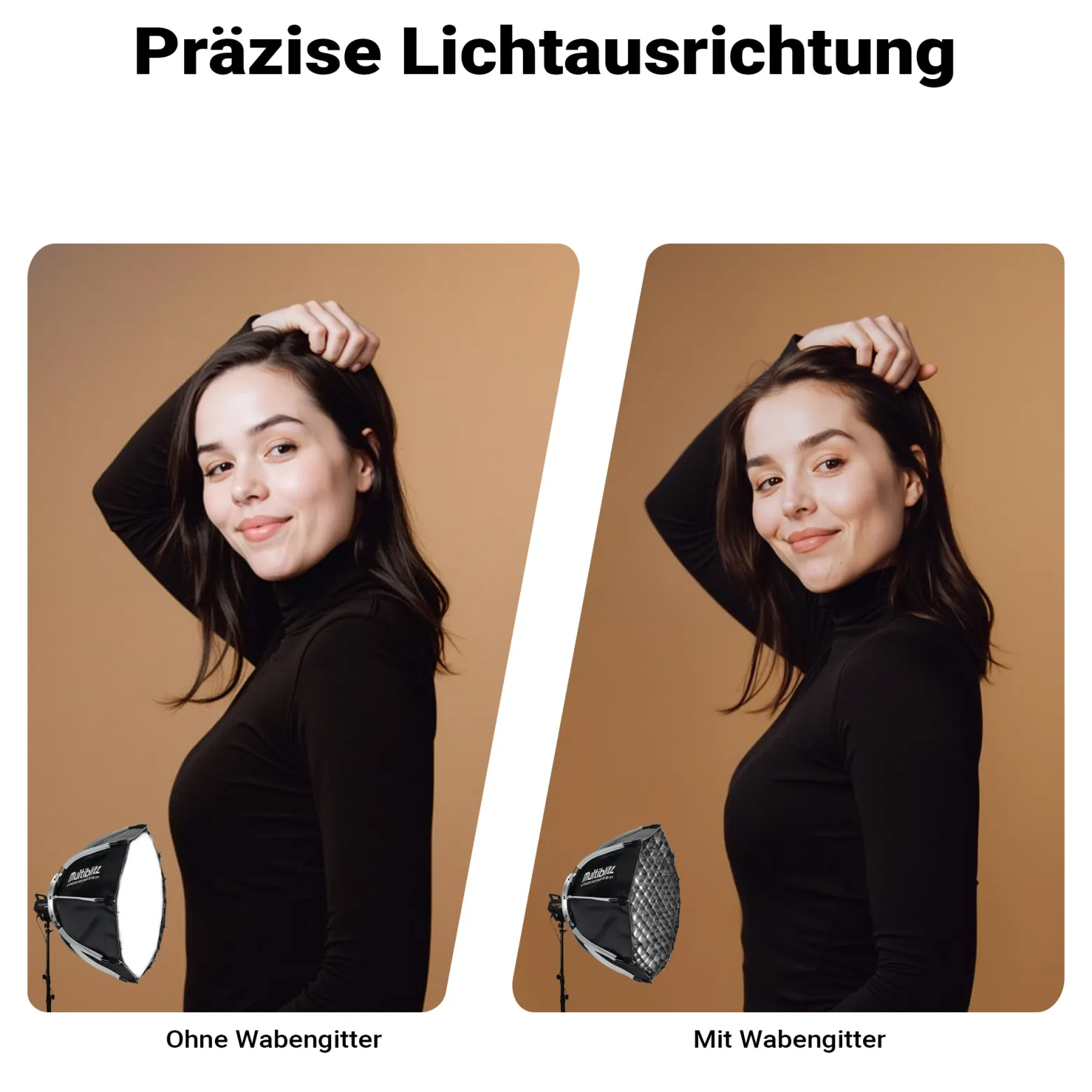 Multiblitz Set aus 2x LED 100B Fotolicht mit 2x FT-8051 Lampenstativ und 2x Octagon Softbox Ø 40 cm