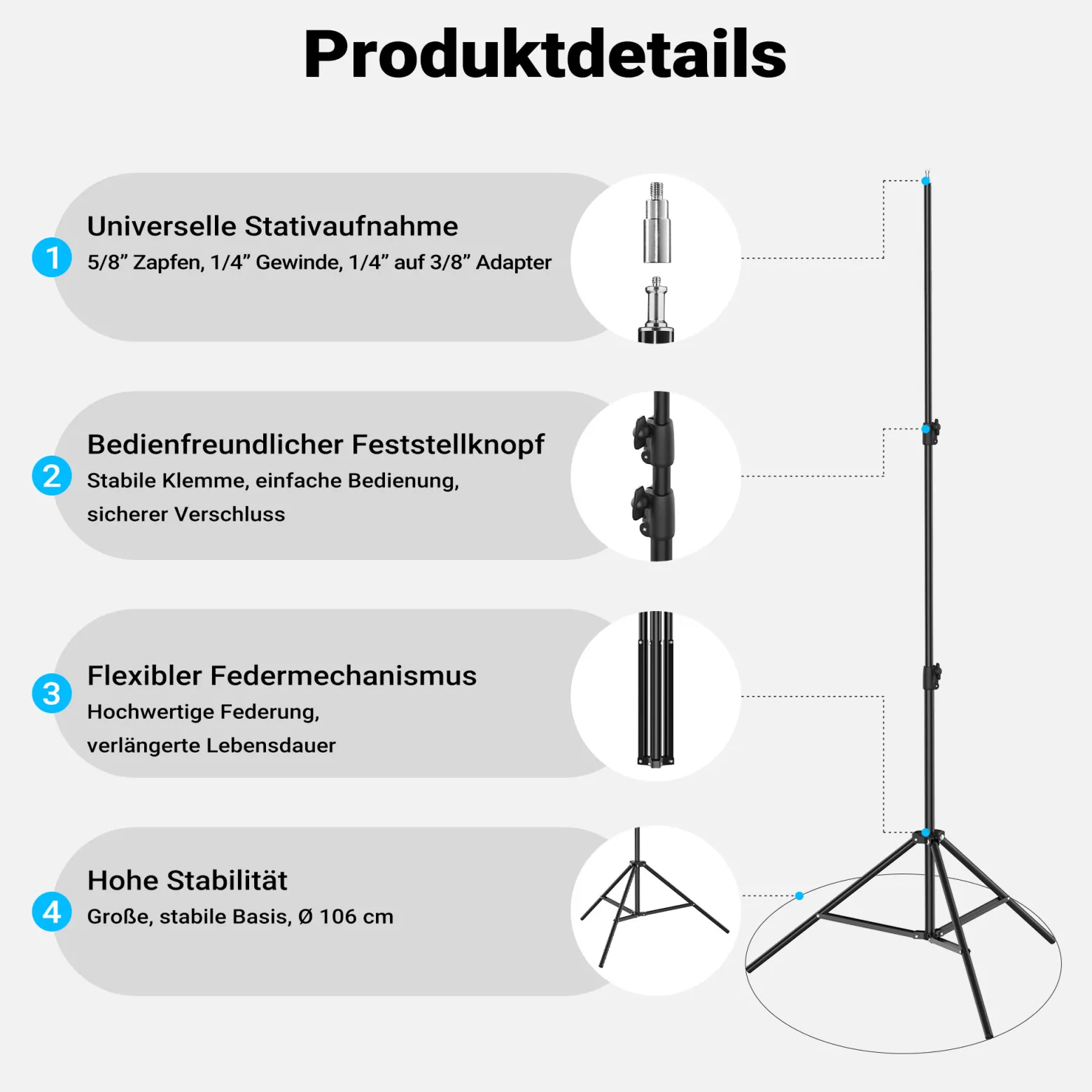 Multiblitz Set aus 2x LED 100B Fotolicht mit 2x FT-8051 Lampenstativ und 2x Octagon Softbox Ø 40 cm