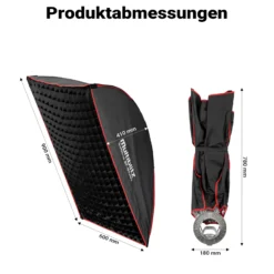 Multiblitz Softbox SF-60x90 Bowens mit Grid und Diffusoren, Lichtformer für Studioblitz und LED Dauerlicht, Lichtdiffusor für Porträtfotografie und Videobeleuchtung