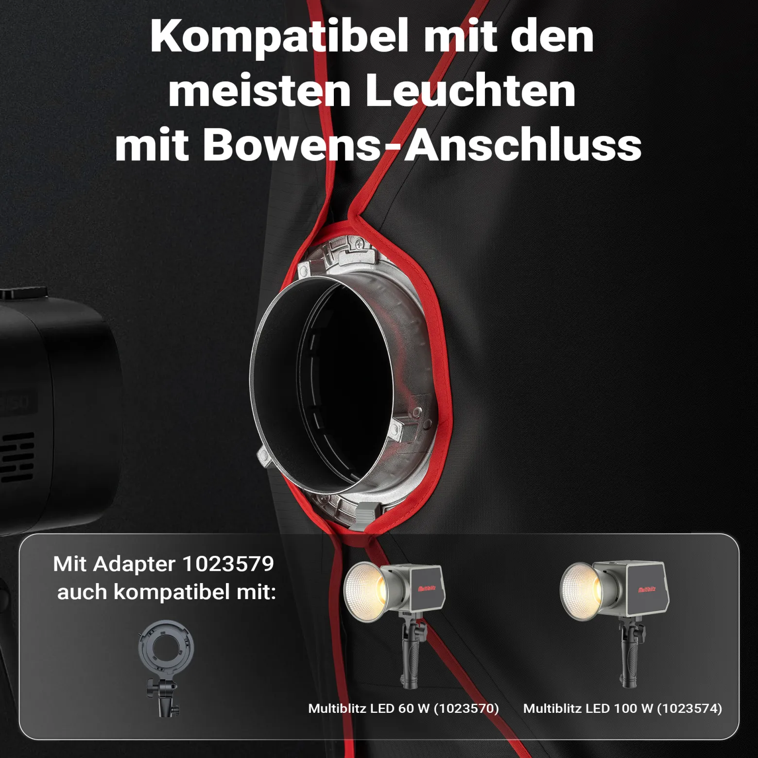 Multiblitz Softbox SF-30x120 Bowens mit Grid und Diffusoren, Lichtformer für Studioblitz und LED Dauerlicht, Lichtdiffusor für Porträtfotografie und Videobeleuchtung