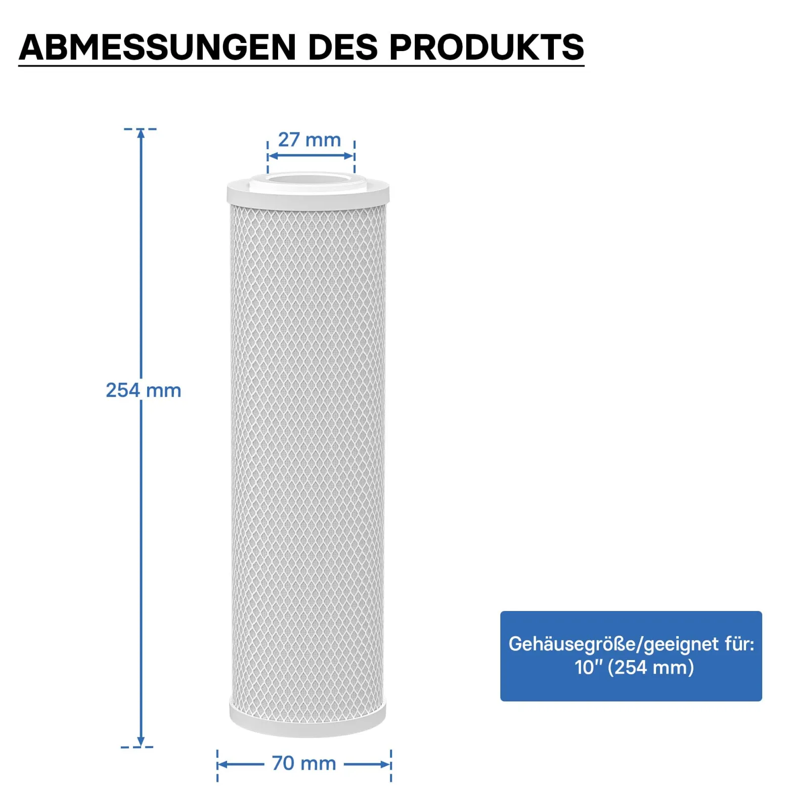 Naturewater CTO-10 Aktivkohle Block Filter 10 Zoll (254 mm) 5 µ Ersatz Wasserfilter, Umkehrosmose Filter, Ersatz Filterkartusche, Trinkwasserfilter