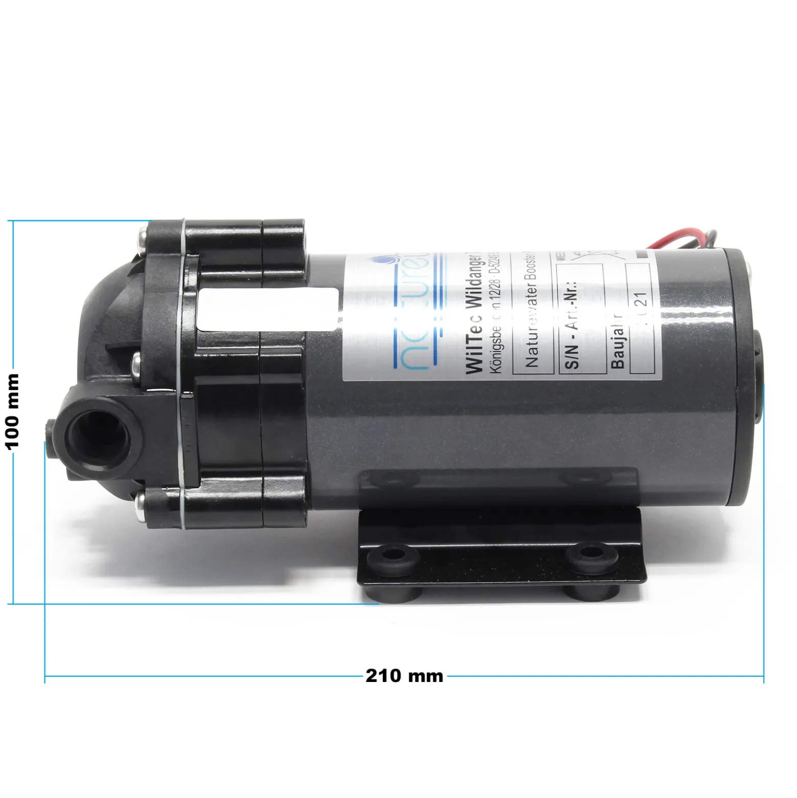 Naturewater Druckerhöhungspumpe 200 GPD (750 l), Booster Pumpe 60 W für Umkehrosmoseanlage, Wasser Eingangsdruck 2 bar auf Ausgangsdruck 5 bar