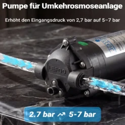 Naturewater Druckerhöhungspumpe 50 GPD (190 l), Booster Pumpe 24 W für Umkehrosmoseanlage, Wasser Eingangsdruck 2 bar auf Ausgangsdruck 5 bar