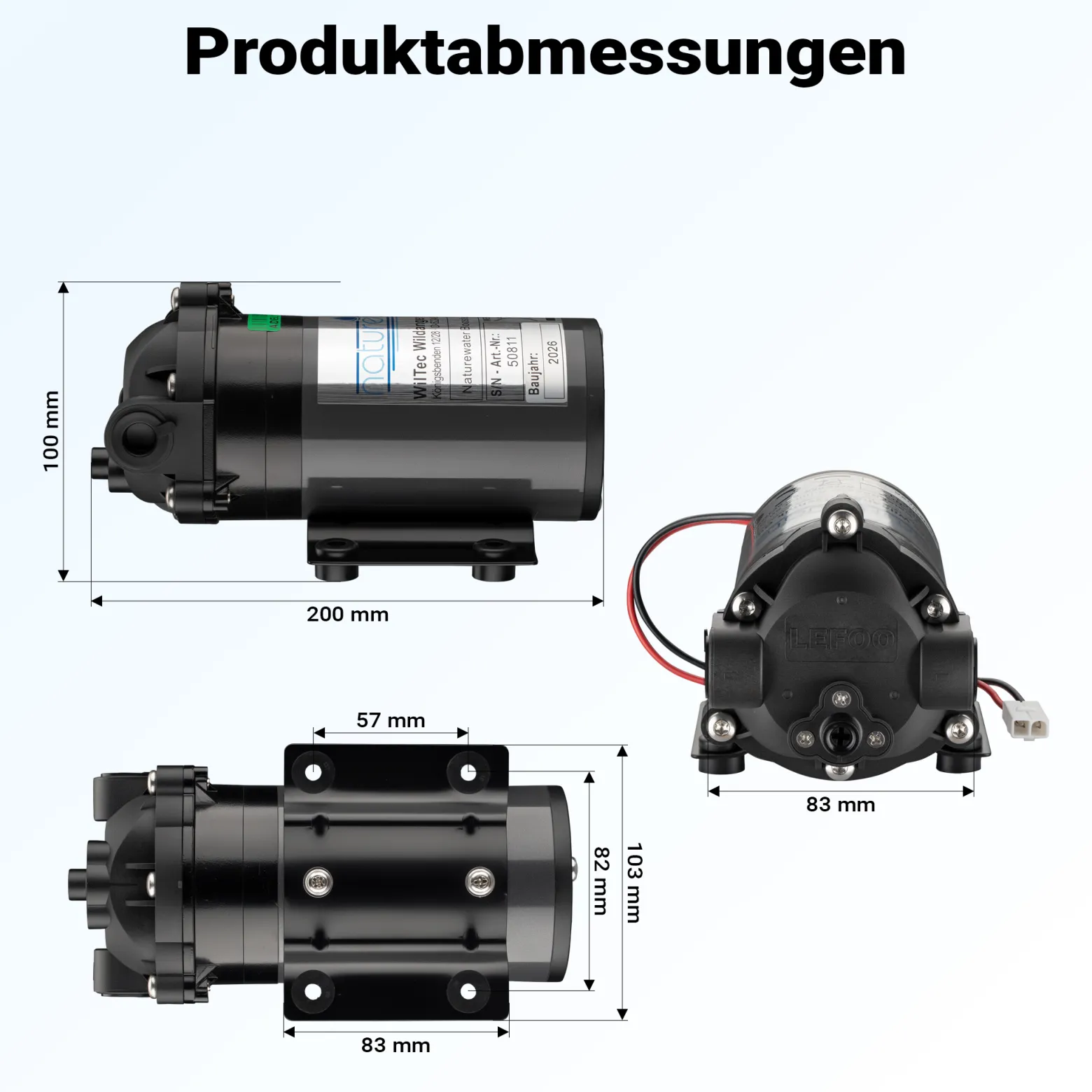 Naturewater Druckerhöhungspumpe 50 GPD (190 l), Booster Pumpe 24 W für Umkehrosmoseanlage, Wasser Eingangsdruck 2 bar auf Ausgangsdruck 5 bar