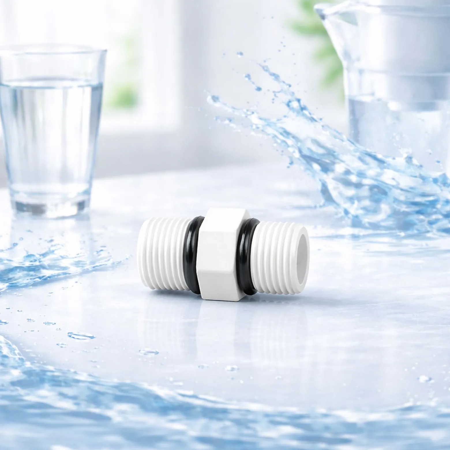 Naturewater Ersatzteil Verbinder DN20 3/4" 26,16 mm aus Polypropylen für Wasserfilter Umkehrosmose Filter, Trinkwasser