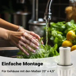 Naturewater Faltenfilterpatrone 20‘‘, Wasserfilter Kartusche für Wasseraufbereiter, Wasserfiltration für Trinkwasser, Wasser zuhause filtern