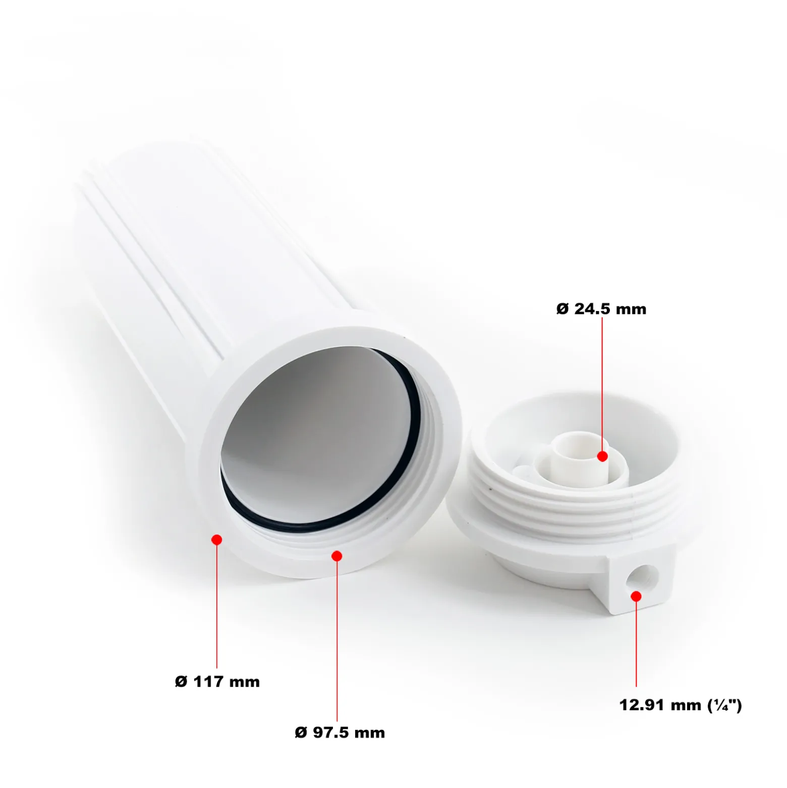Naturewater Filterpatronen Gehäuse BR-102 254 mm (10") für 5 Stufen RO System NP/E2 aus Polypropylen für Umkehrosmose, Wasserfilter, Trinkwasser