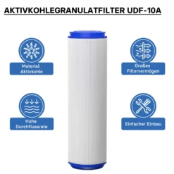 Naturewater GAC-10 Aktivkohlegranulat Filter 10 Zoll (254 mm) 5 µ Ersatz Wasserfilter zur Schnellmontage, Ersatz Filterkartusche, Hauswasserfilter