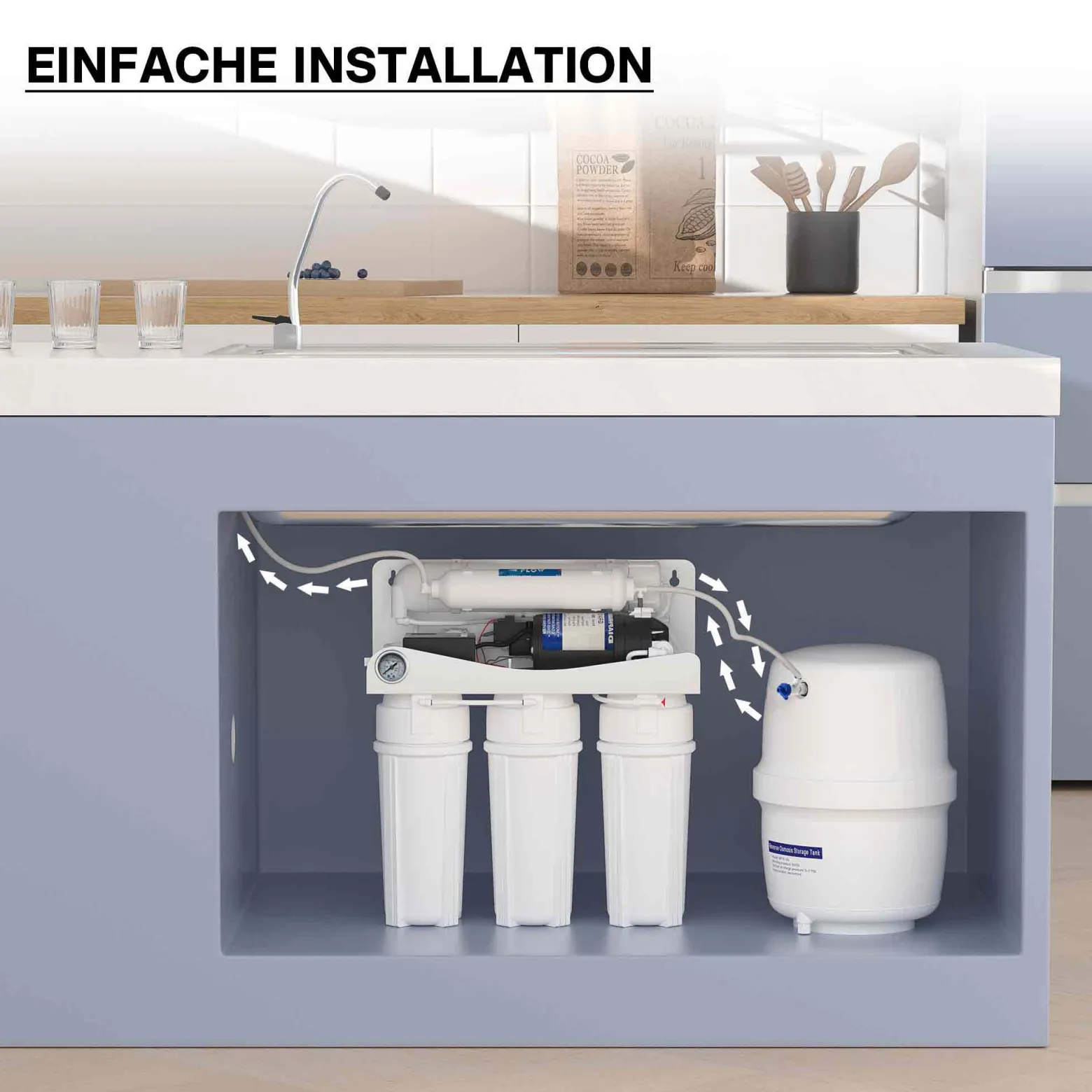 Naturewater 4 G Wassertank (15,14 L) für Umkehrosmose Wasser, Container lebensmittelecht, Vorratsbehälter mit Membran aus Butylkautschuk