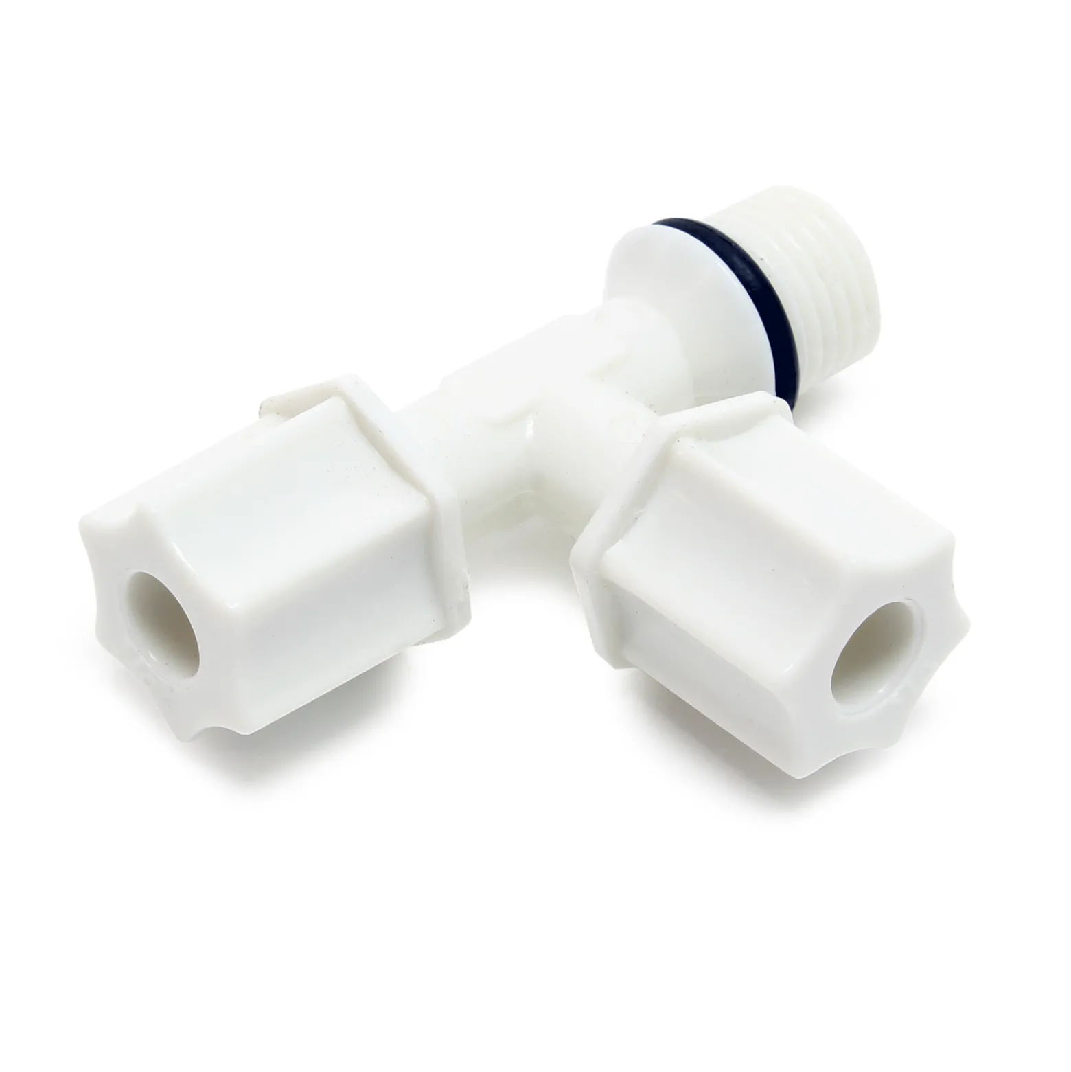 Naturewater Jaco T Fitting V1 für Schlauch mit 2x 6,35 mm Anschluss (1/4"), 12,7 mm Außengewinde (1/2"), für Trinkwasser Ultrafiltration Mikrofilter Umkehrosmose