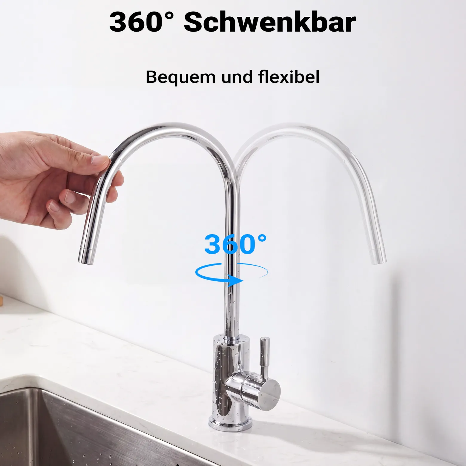 Naturewater 6,35 mm (1/4") Wasserhahn Design II D-13, Wasserhahn Armatur für Umkehrosmose und Wasserfilteranlagen, Küchenarmatur 360° schwenkbar