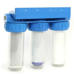 Naturewater NW-BR10B4 3 Stufen Wasserfilter, 5 µ, 32,89 mm (1"), Ø60 mm PP Kartusche, Filter Wandhalterung, Filterschlüssel, Sedimentfilter Aktivkohleblock Aktivkohlegranulat