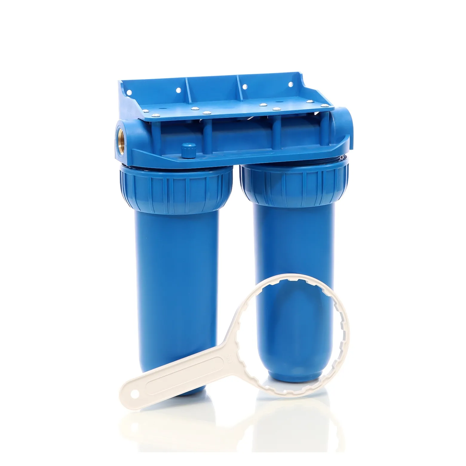 Naturewater NW-BR10B2 2 Stufen Wasserfilter Doppelfilter, 5 µ, 26,16 mm (3/4"), Ø62 mm PP Kartusche, Filter Wandhalterung, Filterschlüssel, Sedimentfilter Aktivkohleblock