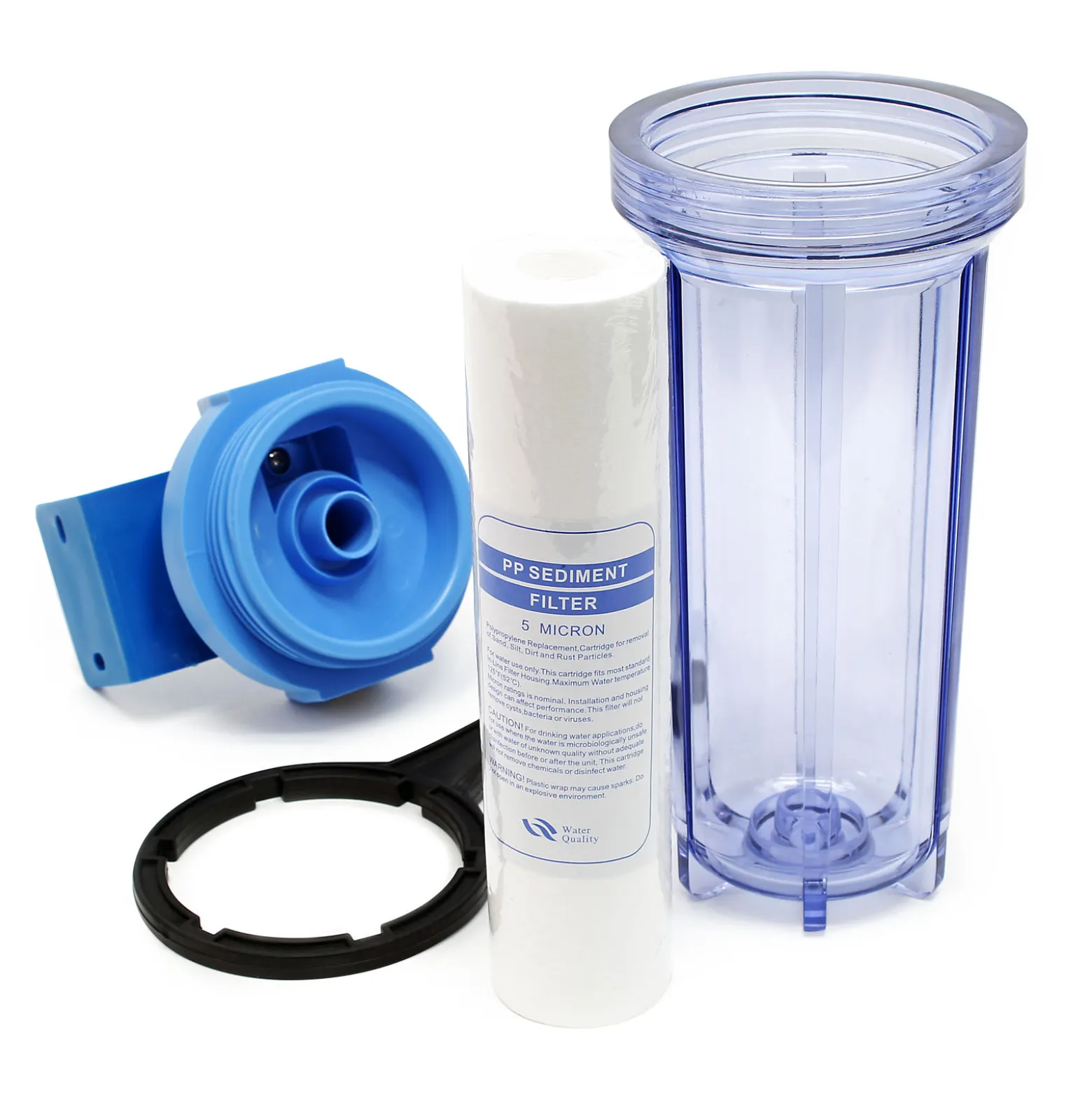 Naturewater NW-BR10F 1 Stufen Wasserfilter, 5 µ, 26,16 mm (3/4") Filtereinsatz, PP Kartusche Filter, Filterschlüssel, Sedimentfilter