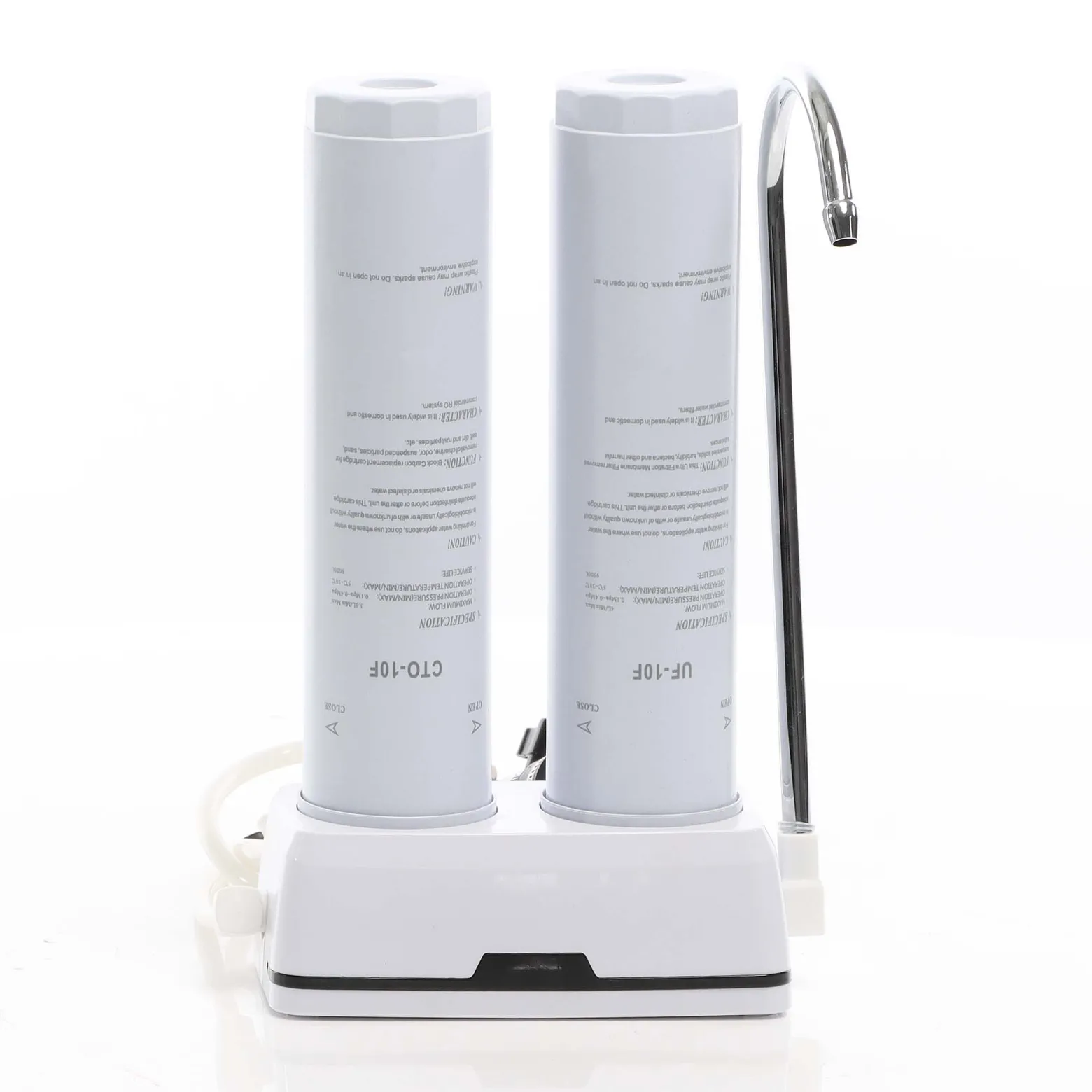 Naturewater NW-2-CTOUF 2 Stufen Counter Top Wasserfilter, 5 µ, Aktivkohle Block Filtereinsatz und Ultrafilter, mit Universaladapter, Wasserhahn