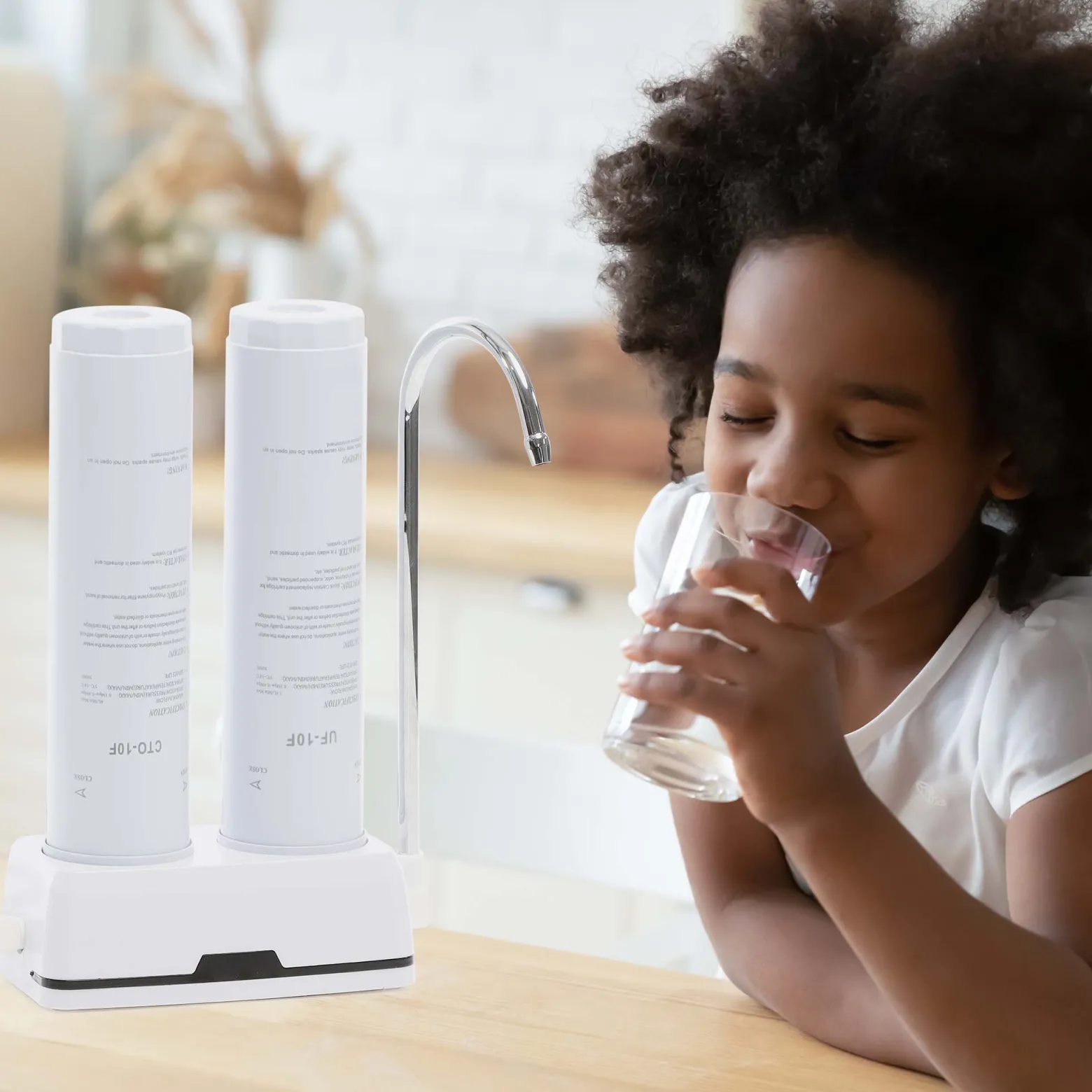 Naturewater NW-2-CTOUF 2 Stufen Counter Top Wasserfilter, 5 µ, Aktivkohle Block Filtereinsatz und Ultrafilter, mit Universaladapter, Wasserhahn