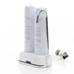 Naturewater NW-2-PPCTO 2 Stufen Counter Top Wasserfilter, 5 µ, PP Sediment und Aktivkohle Block Filtereinsatz, mit Universaladapter, Wasserhahn