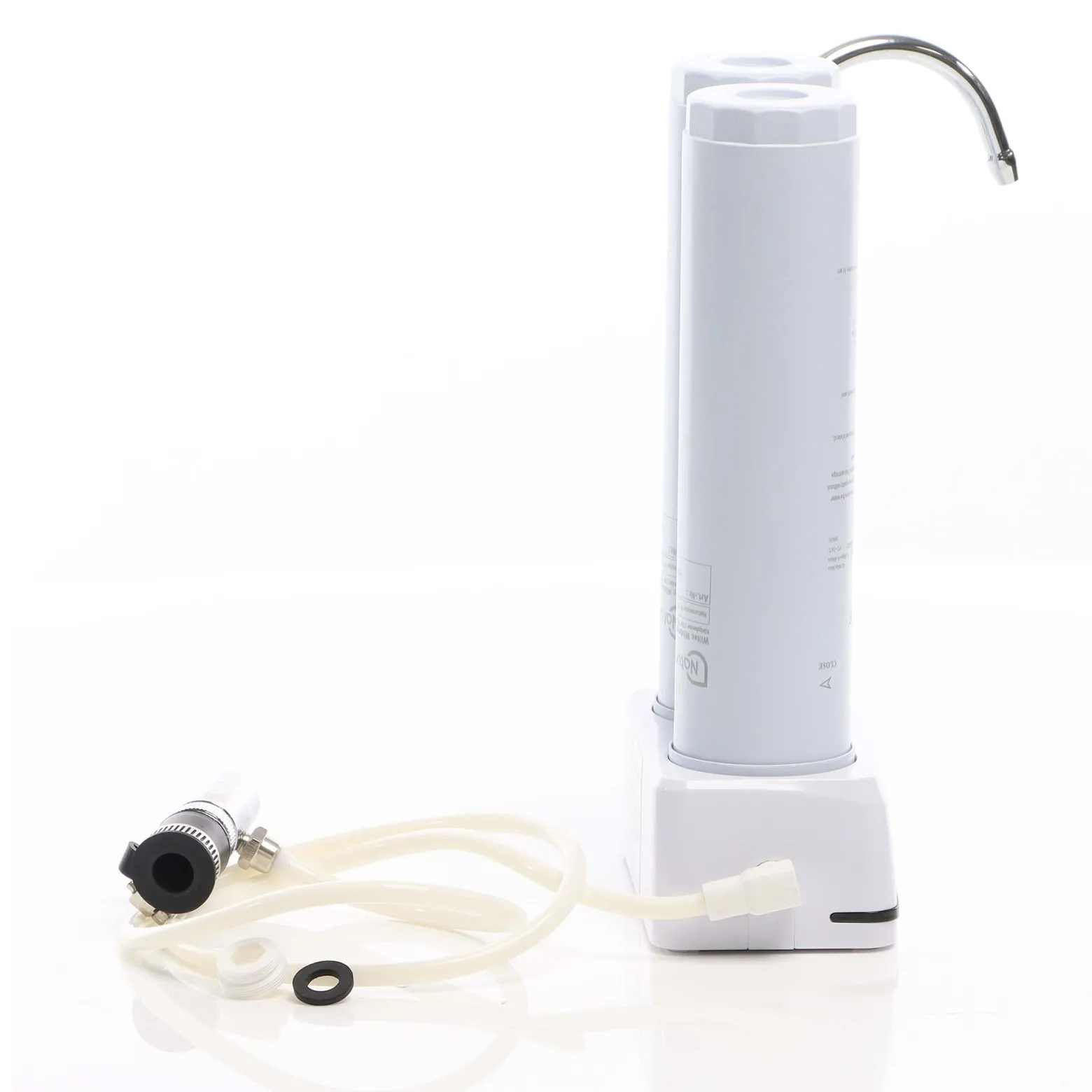 Naturewater NW-2-PPCTO 2 Stufen Counter Top Wasserfilter, 5 µ, PP Sediment und Aktivkohle Block Filtereinsatz, mit Universaladapter, Wasserhahn