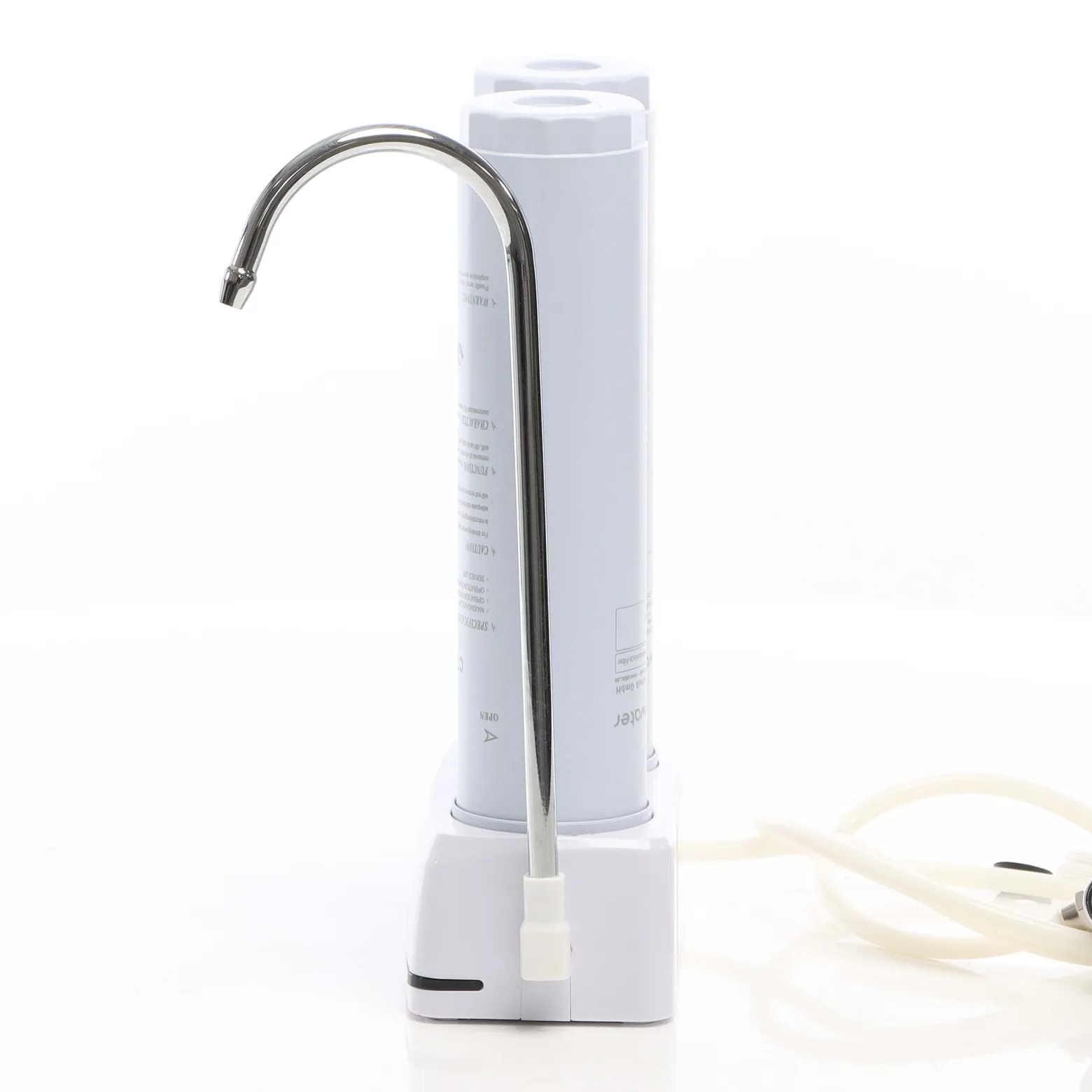 Naturewater NW-2-PPCTO 2 Stufen Counter Top Wasserfilter, 5 µ, PP Sediment und Aktivkohle Block Filtereinsatz, mit Universaladapter, Wasserhahn