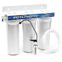 Naturewater NW-PR303 3 Stufen Wasserfilter, 5 µ, Ø60 mm PP Kartusche, Filter Wandhalterung, Filterschlüssel, Sedimentfilter Aktivkohleblock Aktivkohlegranulat, 2,5 m Schlauch