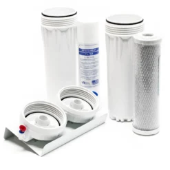 Naturewater NW-PR302 2 Stufen Wasserfilter Doppelfilter, 5 µ, Ø60 mm PP Kartusche, Filter Wandhalterung, Filterschlüssel, 2,5 m Schlauch, Sedimentfilter Aktivkohleblock
