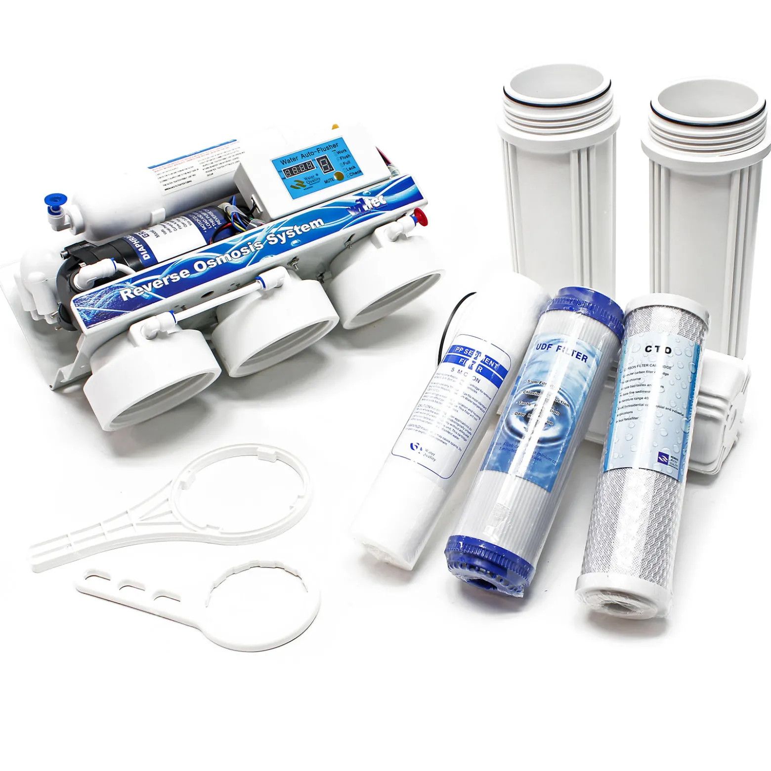Naturewater NW-RO50-D1 Umkehrosmoseanlage 190 L/Tag, 5-stufiges Trinkwasser Filtrationssystem, Osmose System mit Druckerhöhungspumpe