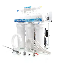 Naturewater NW-RO400-E2 Umkehrosmoseanlage 1500 L/Tag, 5-stufiges Trinkwasser Filtrationssystem, Osmose System mit Druckerhöhungspumpe