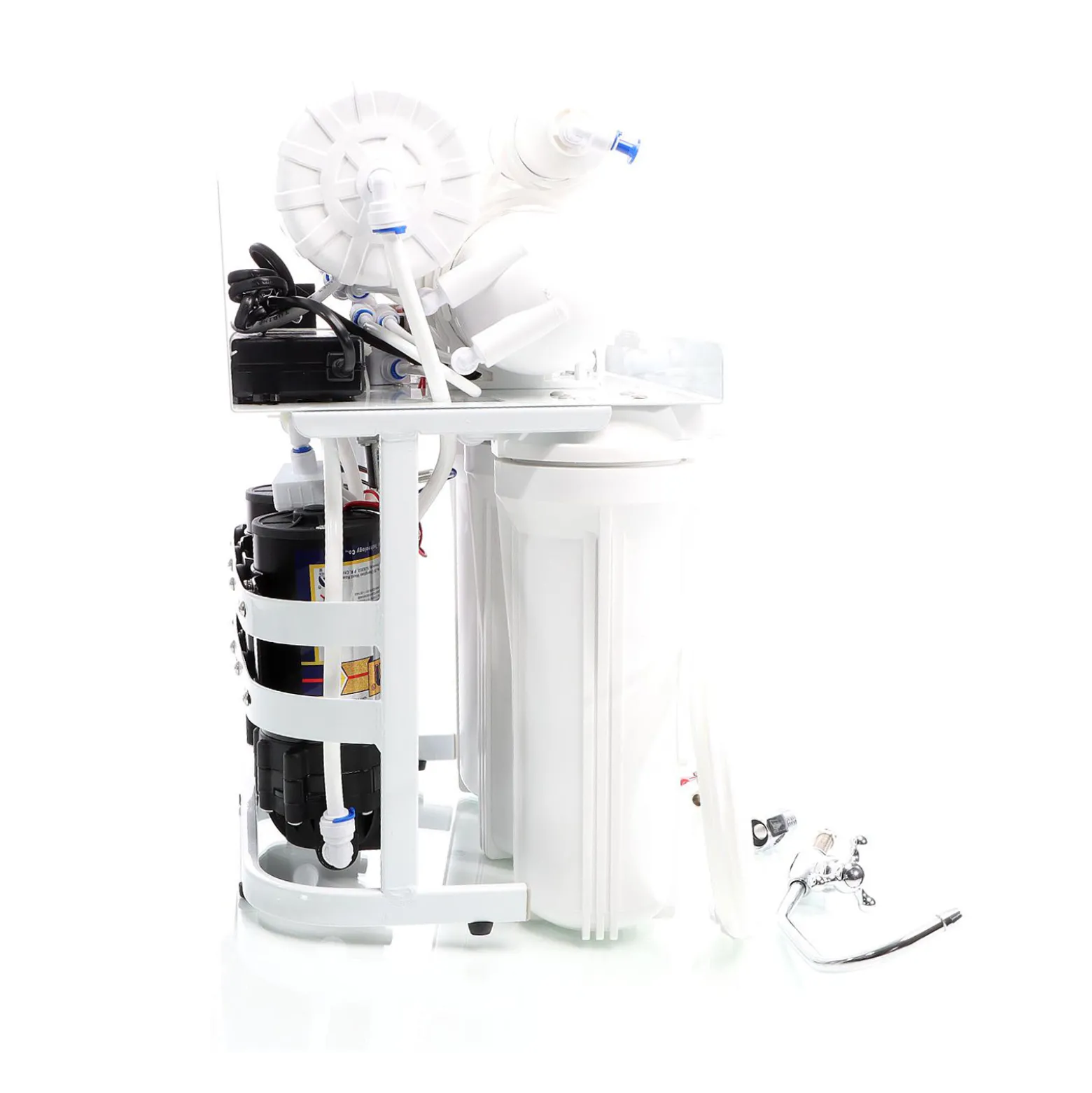 Naturewater NW-RO400-E2 Umkehrosmoseanlage 1500 L/Tag, 5-stufiges Trinkwasser Filtrationssystem, Osmose System mit Druckerhöhungspumpe