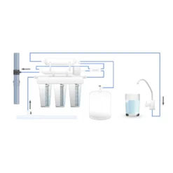 Naturewater NW-RO400-E2 Umkehrosmoseanlage 1500 L/Tag, 5-stufiges Trinkwasser Filtrationssystem, Osmose System mit Druckerhöhungspumpe