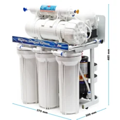 Naturewater NW-RO400-E2 Umkehrosmoseanlage 1500 L/Tag, 5-stufiges Trinkwasser Filtrationssystem, Osmose System mit Druckerhöhungspumpe