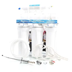 Naturewater NW-RO400-E2 Umkehrosmoseanlage 1500 L/Tag, 5-stufiges Trinkwasser Filtrationssystem, Osmose System mit Druckerhöhungspumpe