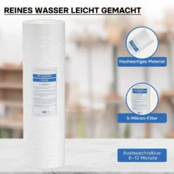 Naturewater PP-20A-1 Sedimentfilter 20 Zoll (508 mm) 5 µ Ersatz Wasserfilter, Umkehrosmose Filter, Ersatz Filterkartusche