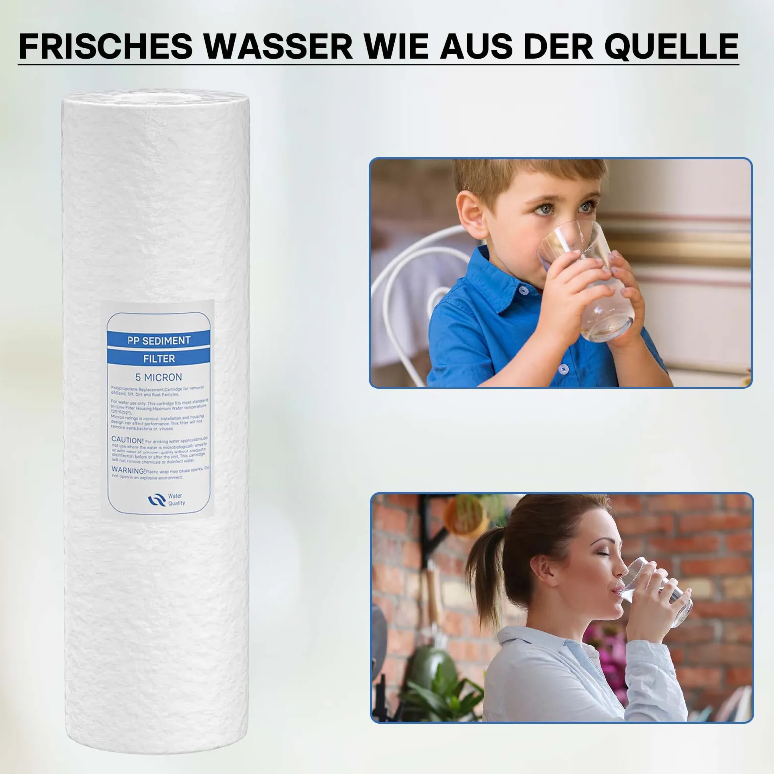 Naturewater PP-20A-1 Sedimentfilter 20 Zoll (508 mm) 5 µ Ersatz Wasserfilter, Umkehrosmose Filter, Ersatz Filterkartusche
