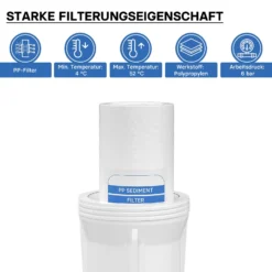 Naturewater PP-10 Sedimentfilter 10 Zoll (254 mm) 5 µ Ersatz Wasserfilter, Vorfilter zur Schnellmontage, Ersatz Filterkartusche, Hauswasserfilter