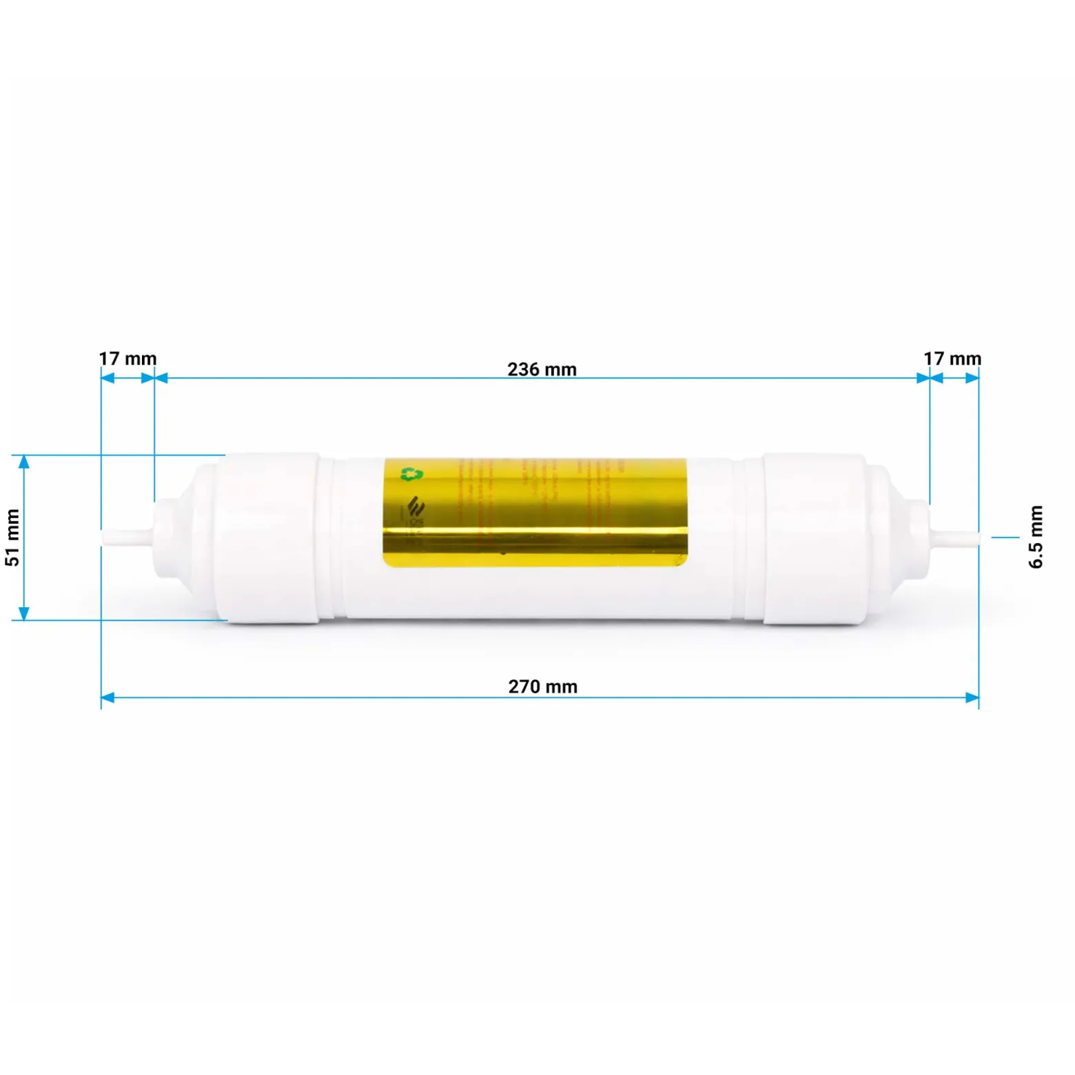 Naturewater QF-T33 Aktivkohlefilter Gourmet 10 Zoll 50 mm Durchmesser 5 µ Ersatz Wasserfilter, Inline Kartusche, Ersatz Filterkartusche, Postfilter Nachfilter Hauswasserfilter