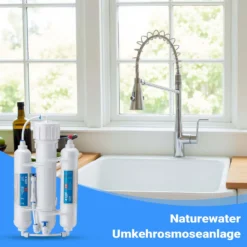 Naturewater 3 stufige Umkehrosmose RO – 190 l/Tag 50 GPD – Osmose Entmineralisierung – Umkehrosmoseanlage Wasserfilter für Trinkwasser