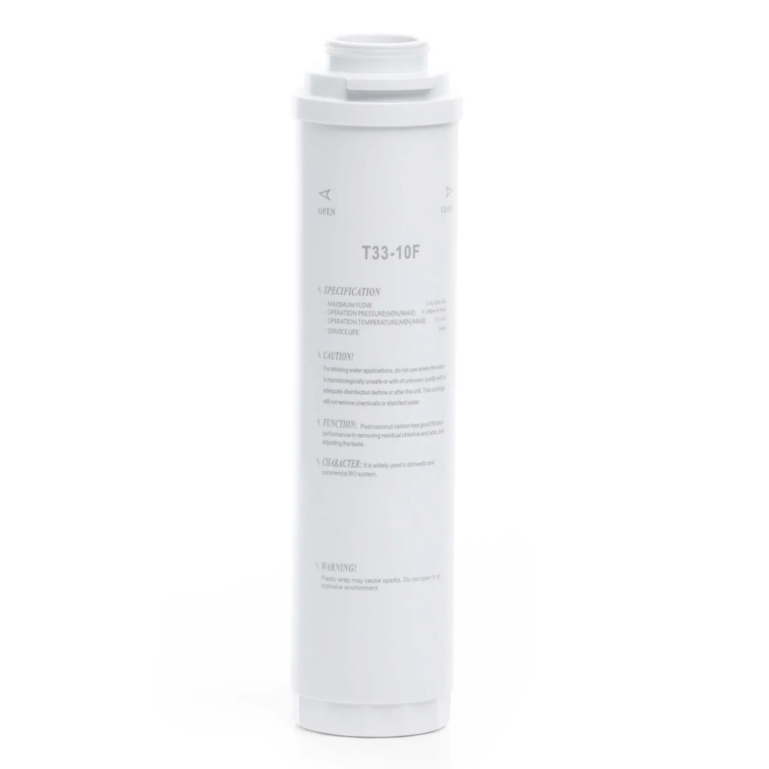 Naturewater T33-10F Inline Aktivkohleblock Filter, Ersatz Wasserfilter, Inline Kartusche, Postfilter Nachfilter Hauswasserfilter für Trinkwasser Umkehrosmoseanlage
