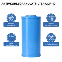 Naturewater UDF-10L Aktivkohle Granulat Filter Big Blue 10 Zoll (254 mm) 5 µ Ersatz Wasserfilter, Umkehrosmose Filter, Ersatz Filterkartusche