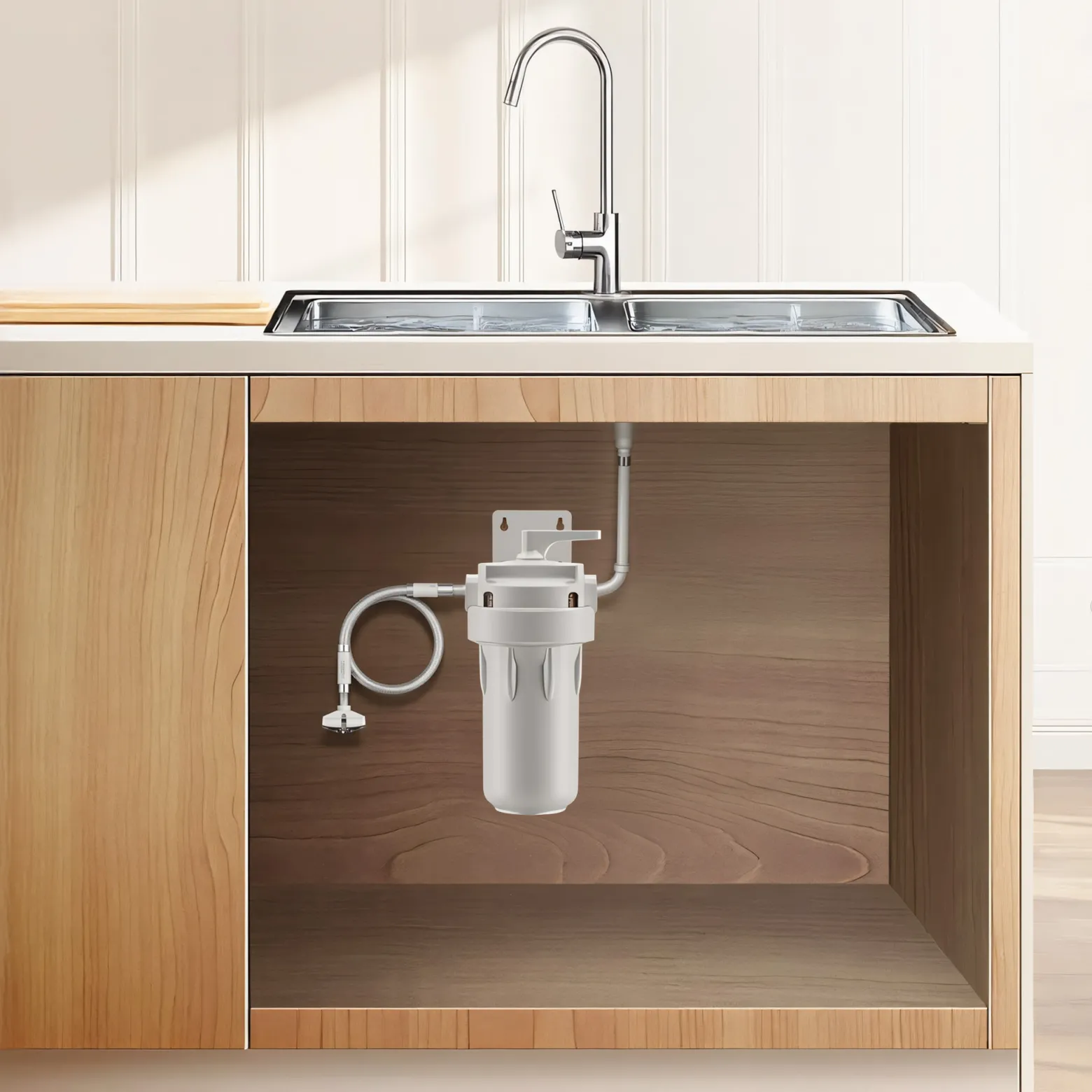 Naturewater Vorfilter für Wasserfilterung, Filterpatrone 10" aus PP, Trinkwasserfilter mit Rückspülfunktion, 1,5-5 bar Arbeitsdruck, Wasser zuhause filtern