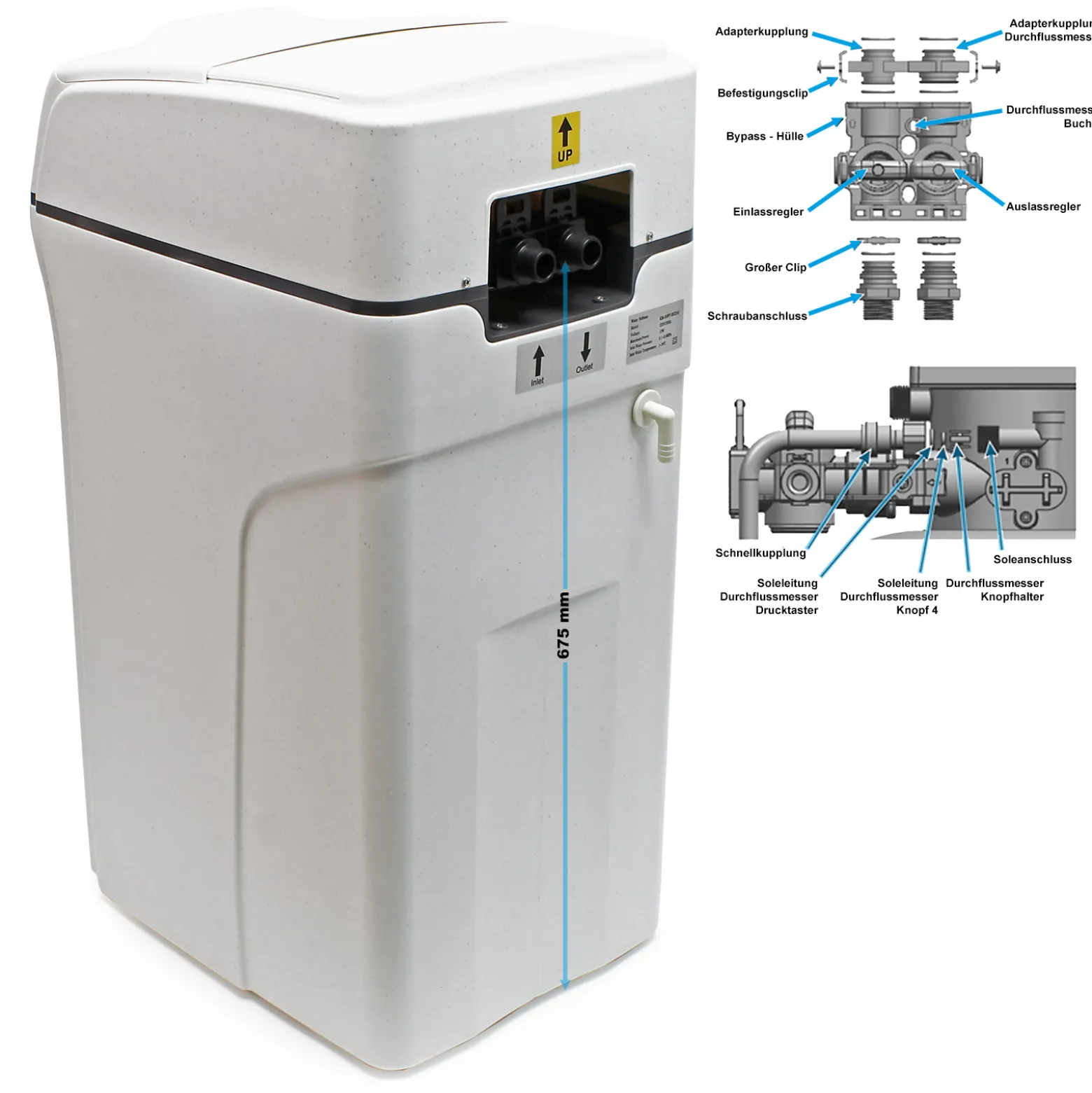 Naturewater Wasserenthärtungsanlage 3000 l/h, automatische Enthärtungsanlage, Entkalkungsanlage mit Ionentauscher, Wasserenthärter mit 30 l Harztank
