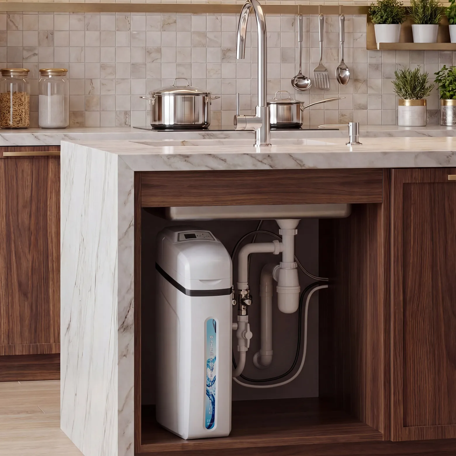 Naturewater Wasserenthärtungsanlage 2000 l/h, automatische Enthärtungsanlage, Entkalkungsanlage mit Ionentauscher, Wasserenthärter mit 25 l Harztank