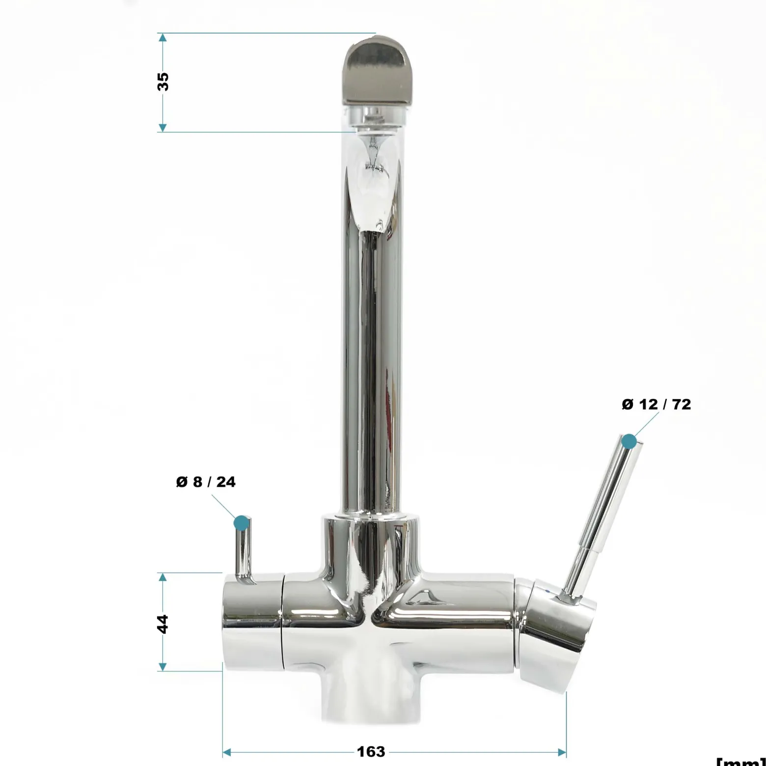 Naturewater 3 Wege Wasserhahn NW-08, 230 x 163 x 305 mm, für Osmoseanlagen und Leitungswasser, mit Regler und Wahlhebel