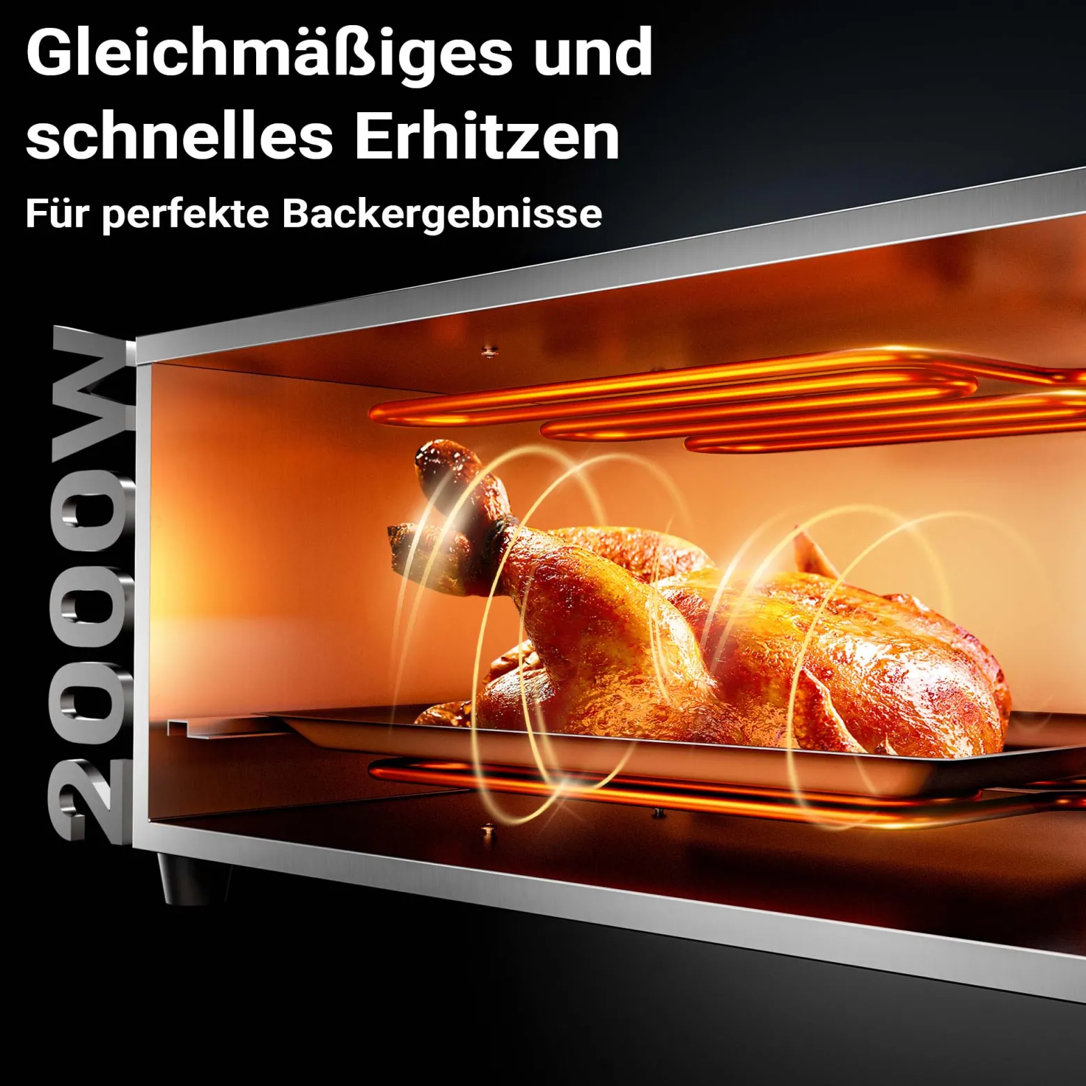 Pizza-Backofen 2000W mit Cordierit Stein für Pizza wie aus dem Steinofen Pizzaofen Backofen Gastro