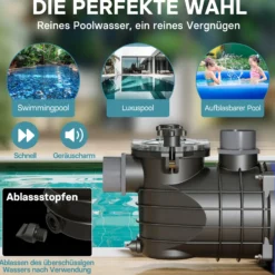 Pool Pumpe 10800 l/h 180 W Schwimmbadpumpe Filterpumpe Umwälzpumpe Pool