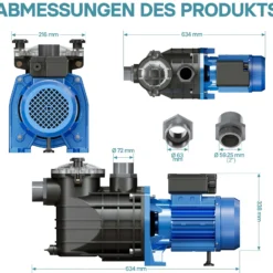 Pool Pumpe 34800 l/h 3000 W Schwimmbadpumpe Filterpumpe Umwälzpumpe Pool
