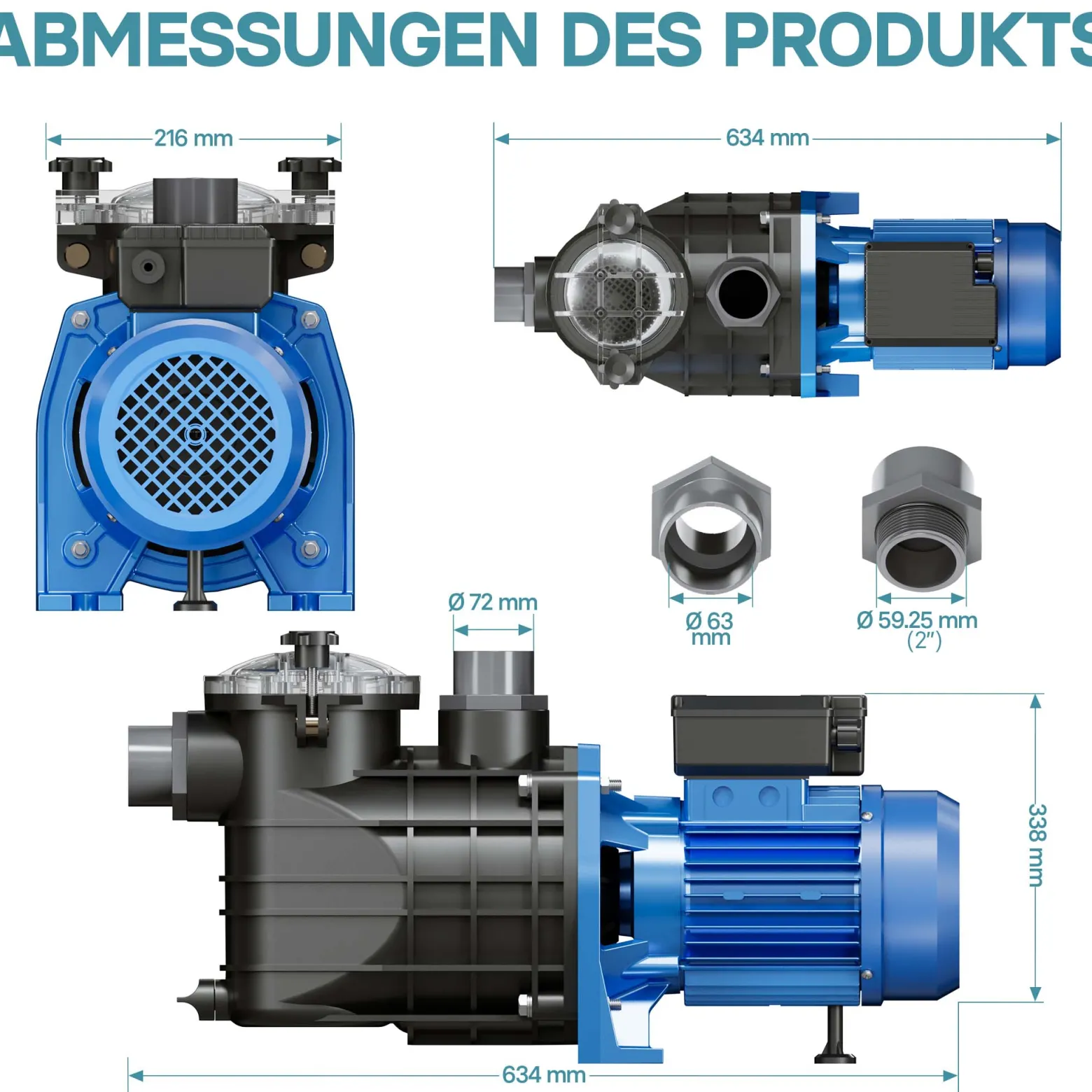 Pool Pumpe 34800 l/h 3000 W Schwimmbadpumpe Filterpumpe Umwälzpumpe Pool