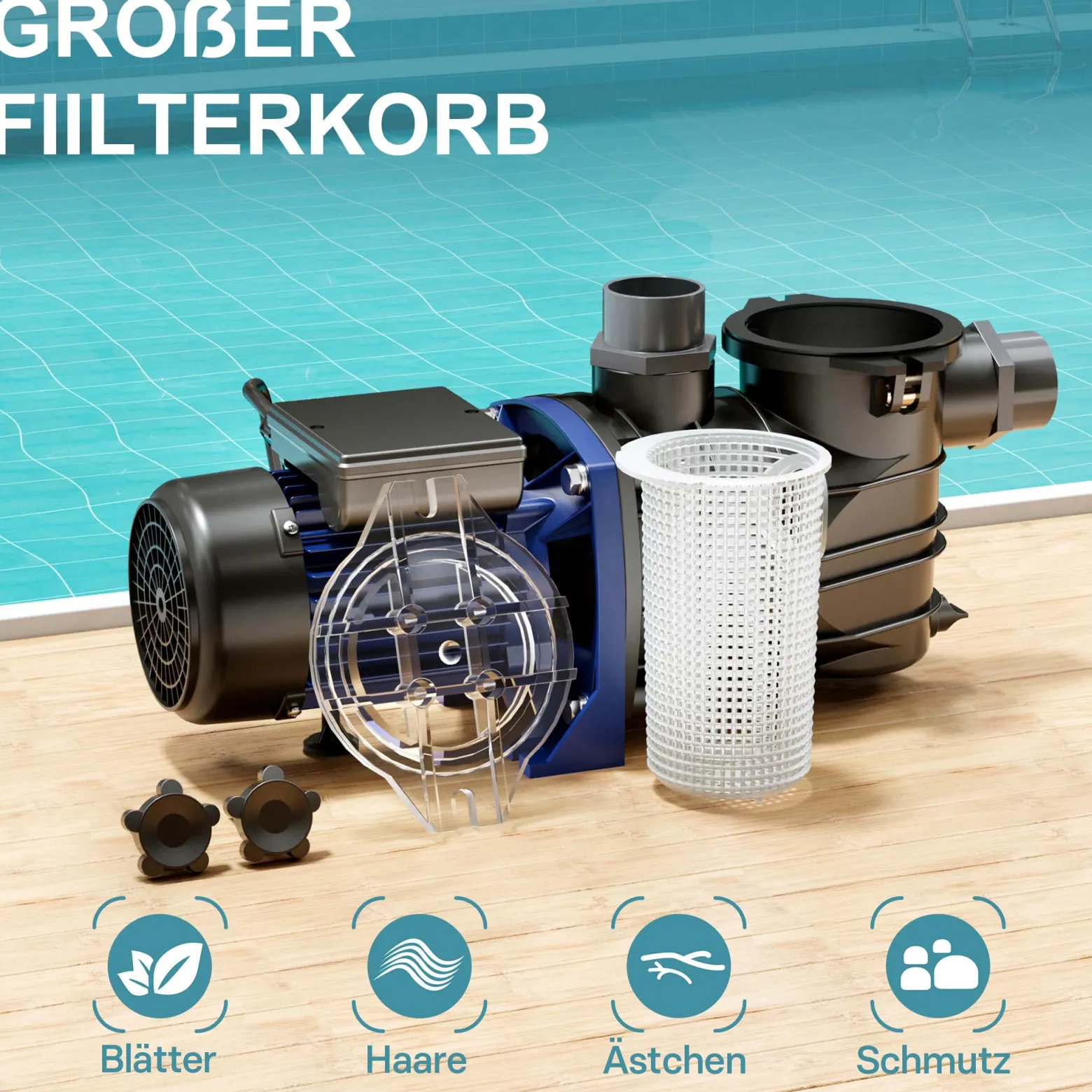 Pool Pumpe 17700 l/h 1100 W Schwimmbadpumpe Filterpumpe Umwälzpumpe Pool