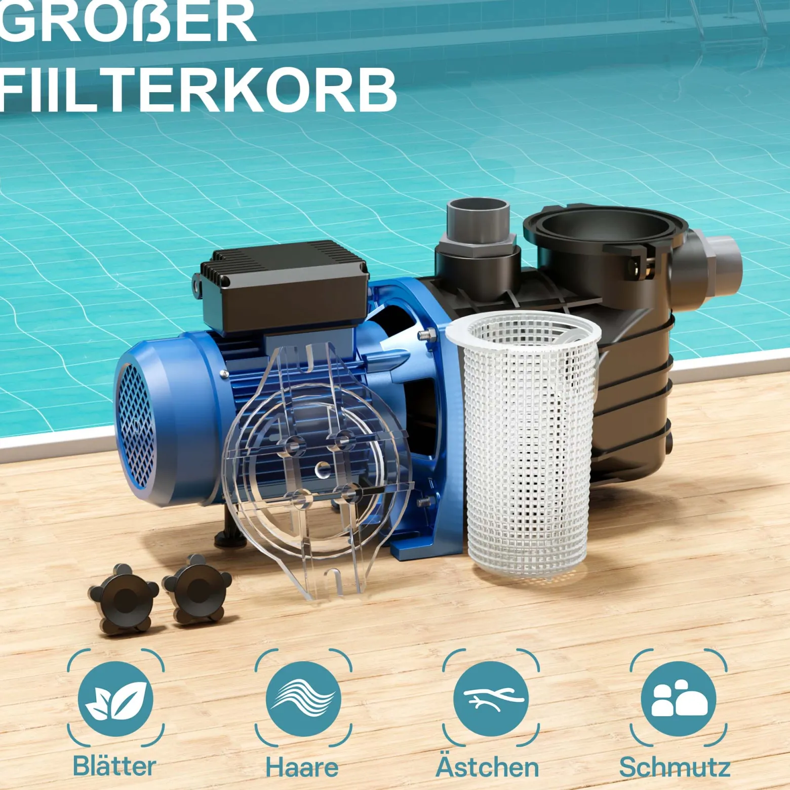 Pool Pumpe 26400 l/h 2200 W Schwimmbadpumpe Filterpumpe Umwälzpumpe Pool