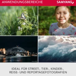 Samyang AF 45 mm F1,8 Objektiv kompatibel mit Sony FE, Kameraobjektiv für Vollformat und APS-C, Festbrennweite, Autofokus und 53° Bildwinkel, perfektes Kamerazubehör für Fotografie